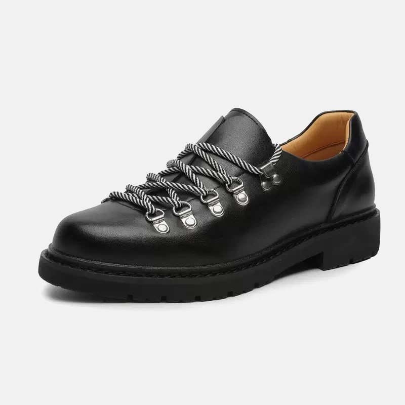 DERBY in black leather with rope laces